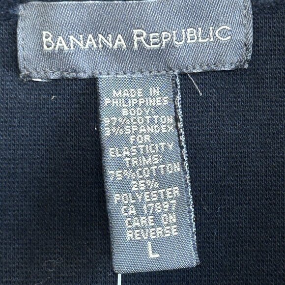 Banana Republic Vintage Black Velvet Collar Cuffs Casual Top T-shirt NWT Size L - Picture 4 of 8